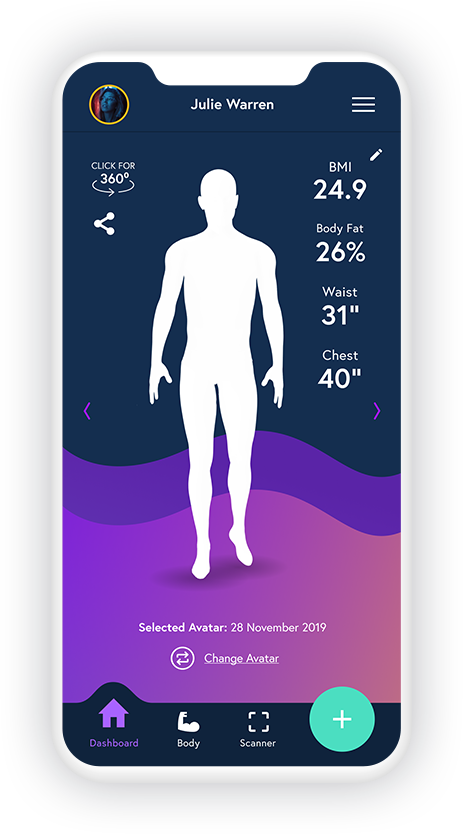 A screenshot of the dashboard view of the 3D Measure Me app